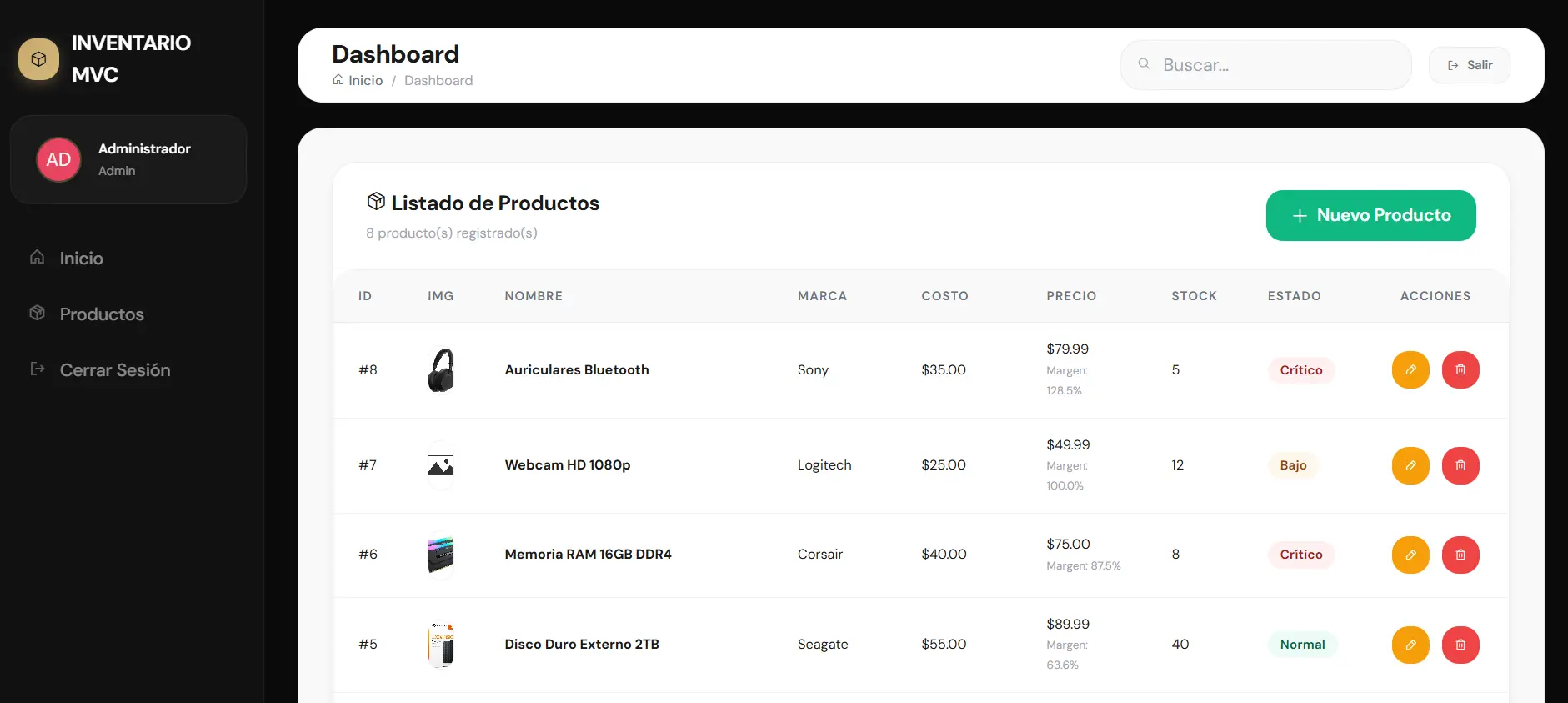 Aplicación web para manejo básico de inventario.