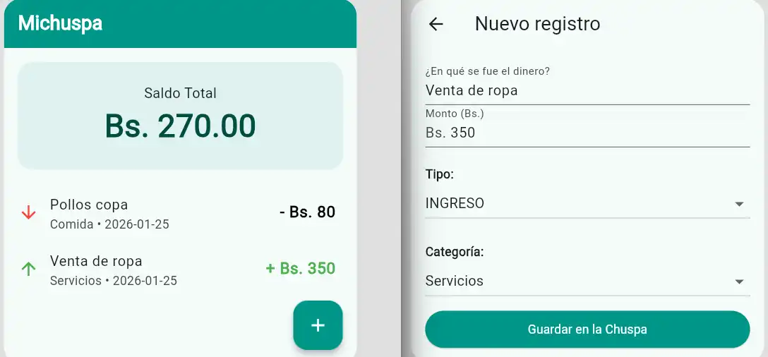 Aplicación móvil para registro de gastos e ingresos personales.