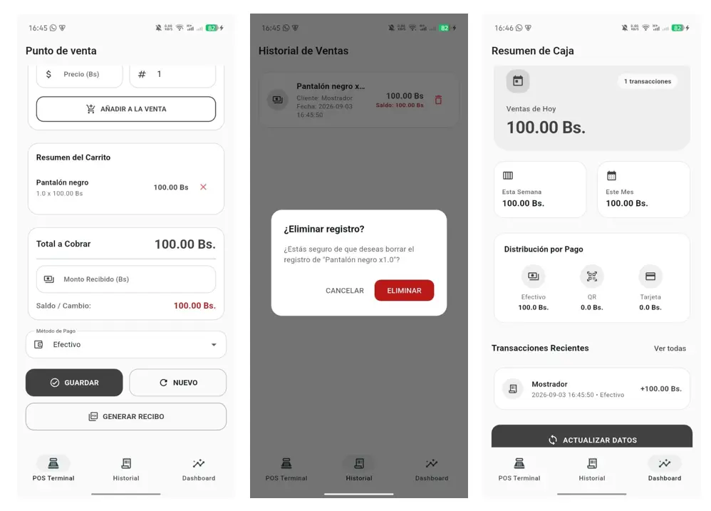 Aplicación móvil POS ligero.